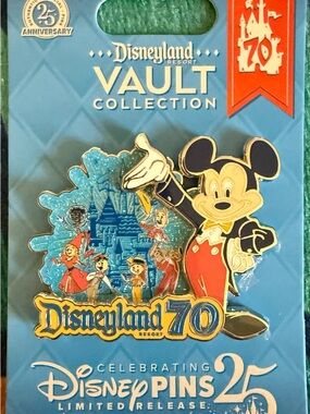 Disneyland Resort Vault Collection 70th Anniversary Mickey Pin - Blue/Red/Gold